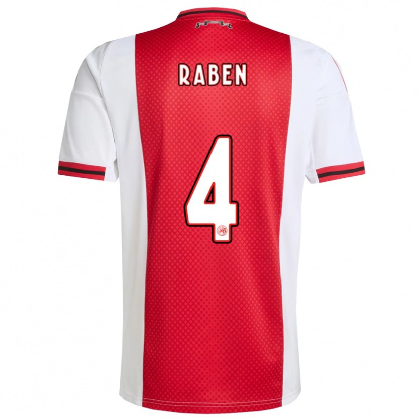 Danxen Femme Maillot Niall Raben #4 Rouge Blanc Tenues Domicile 2025/26 T-Shirt