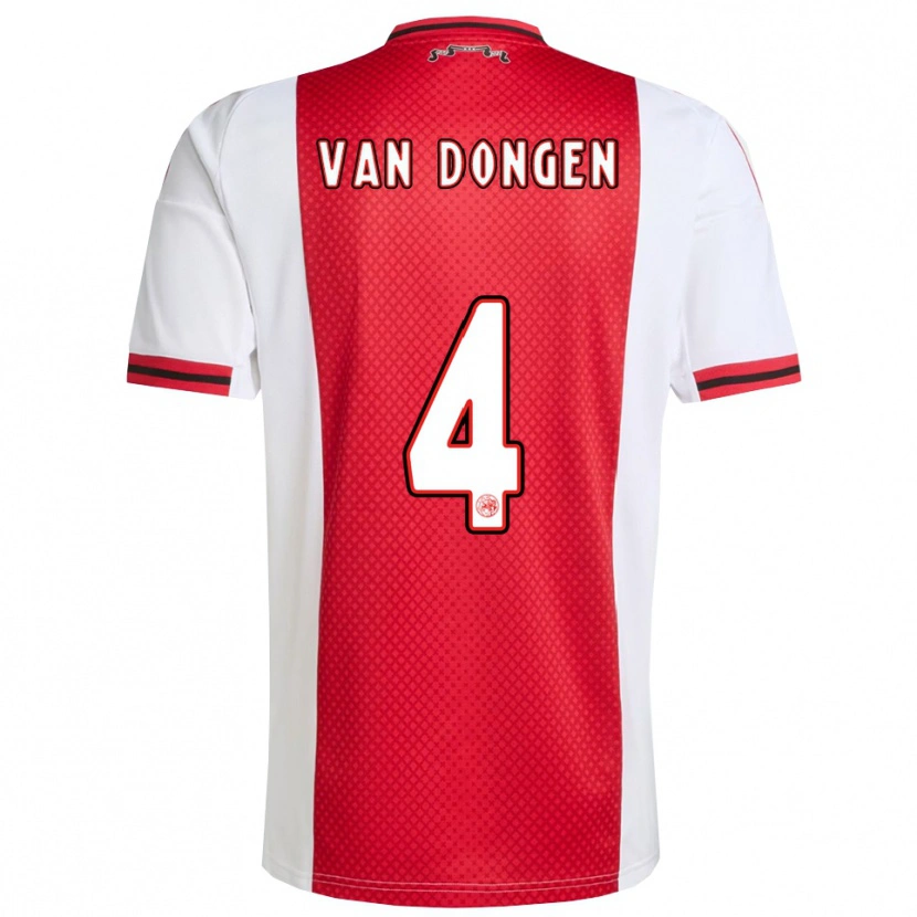 Danxen Femme Maillot Bram Van Dongen #4 Rouge Blanc Tenues Domicile 2025/26 T-Shirt