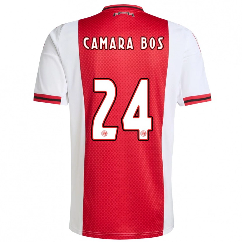 Danxen Femme Maillot Daniel Camara Bos #24 Rouge Blanc Tenues Domicile 2025/26 T-Shirt