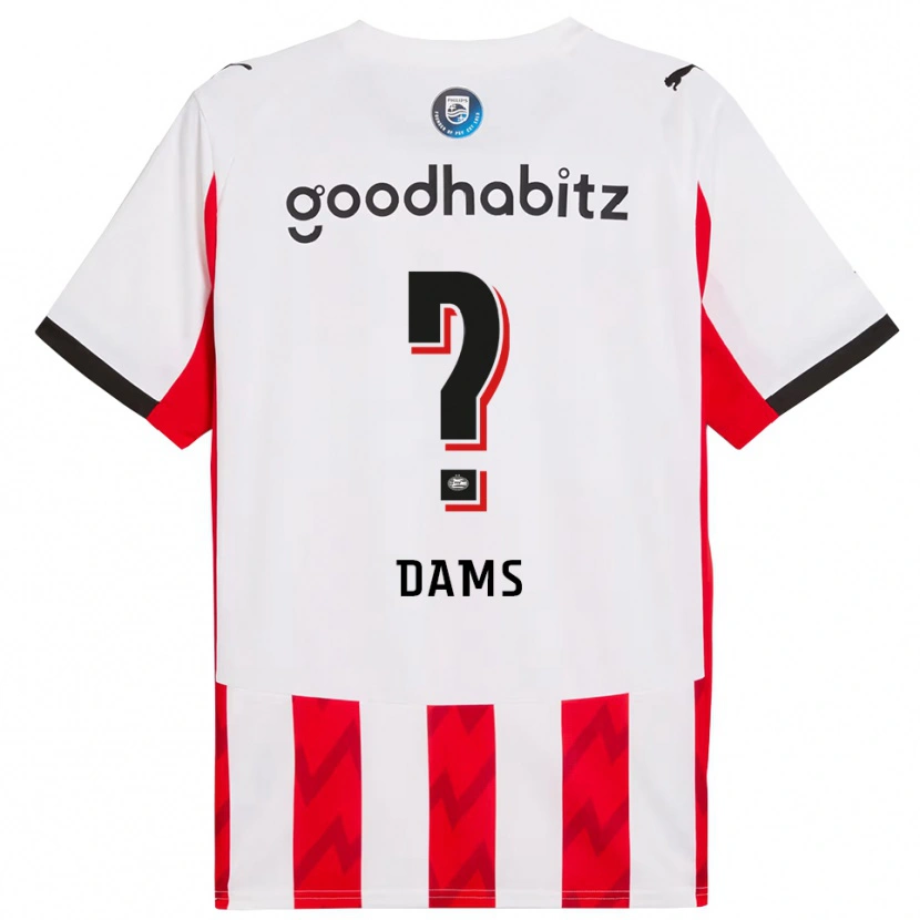 Danxen Femme Maillot Matteo Dams #0 Rouge Blanc Tenues Domicile 2025/26 T-Shirt