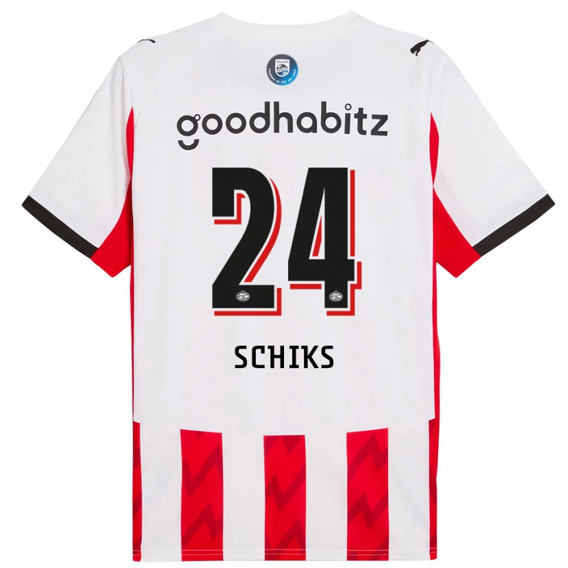 Danxen Femme Maillot Niek Schiks #24 Rouge Blanc Tenues Domicile 2025/26 T-Shirt