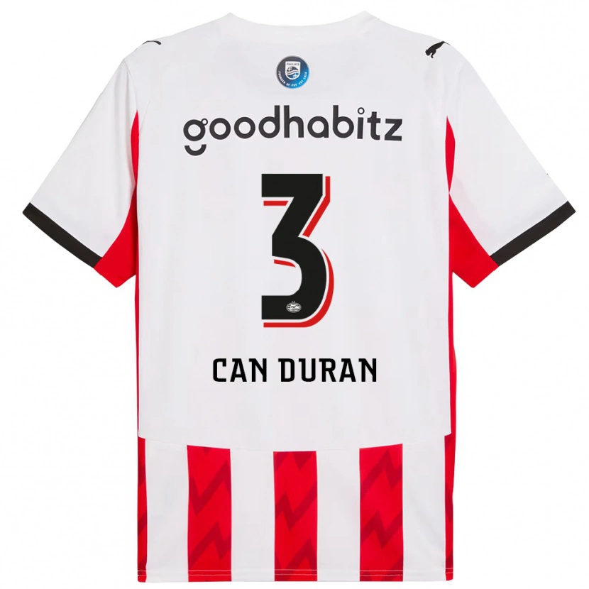 Danxen Femme Maillot Emre Can Duran #3 Rouge Blanc Tenues Domicile 2025/26 T-Shirt