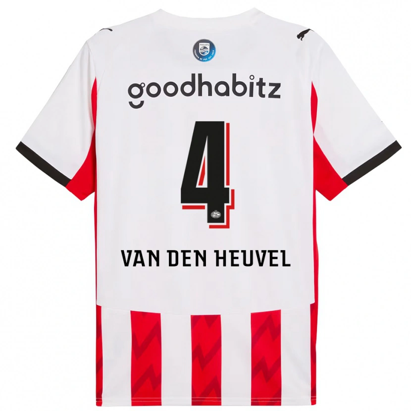 Danxen Femme Maillot Tim Van Den Heuvel #4 Rouge Blanc Tenues Domicile 2025/26 T-Shirt
