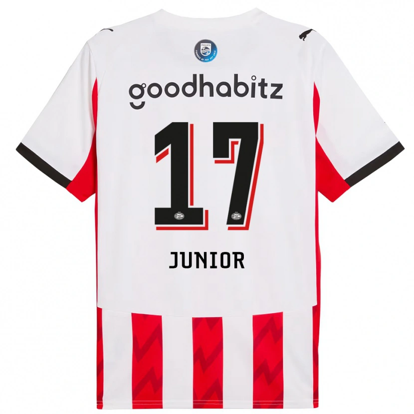 Danxen Femme Maillot Mauro Júnior #17 Rouge Blanc Tenues Domicile 2025/26 T-Shirt