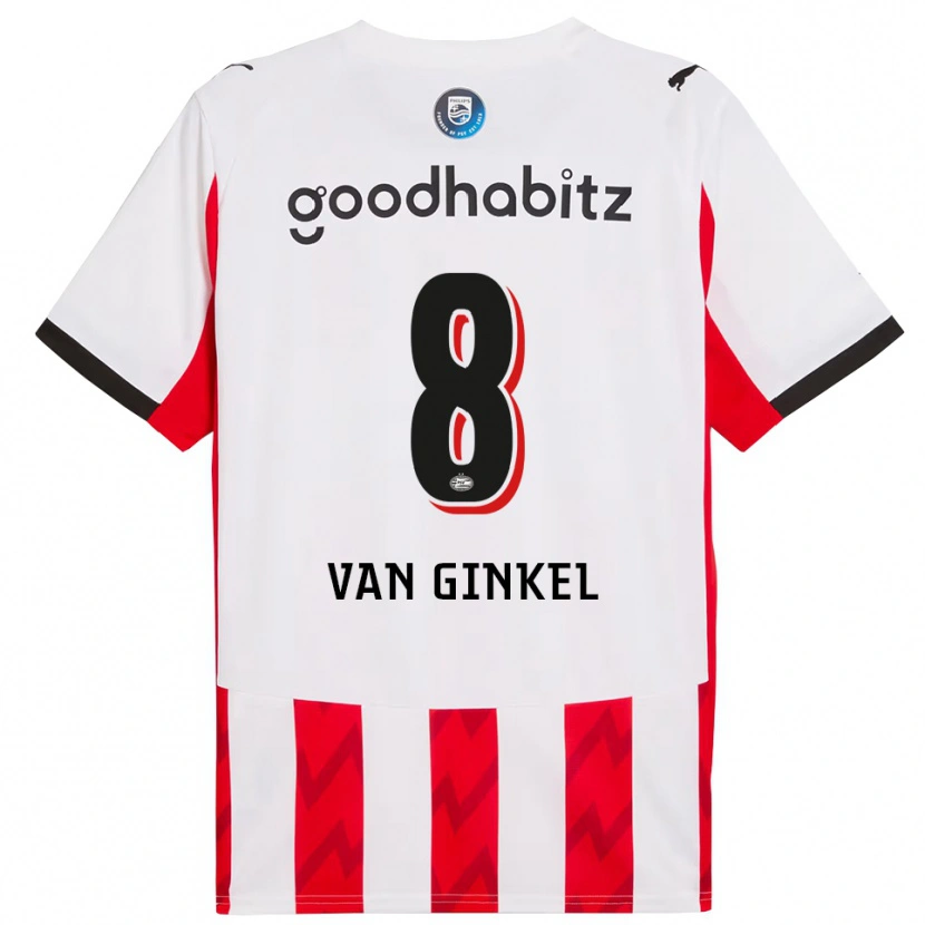 Danxen Femme Maillot Marco Van Ginkel #8 Rouge Blanc Tenues Domicile 2025/26 T-Shirt