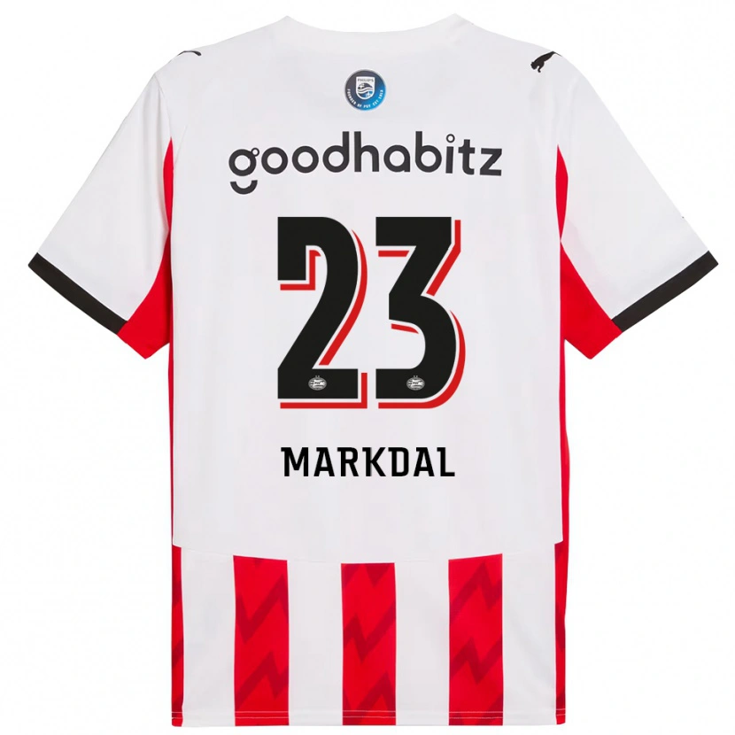 Danxen Femme Maillot Mikkel Markdal #23 Rouge Blanc Tenues Domicile 2025/26 T-Shirt