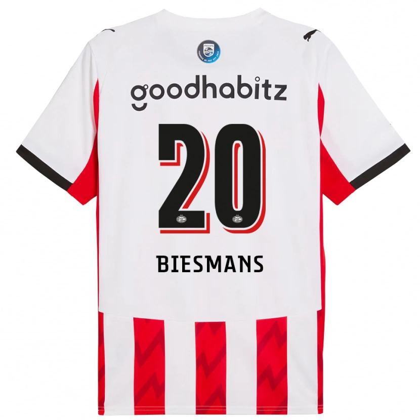 Danxen Femme Maillot Julie Biesmans #20 Rouge Blanc Tenues Domicile 2025/26 T-Shirt