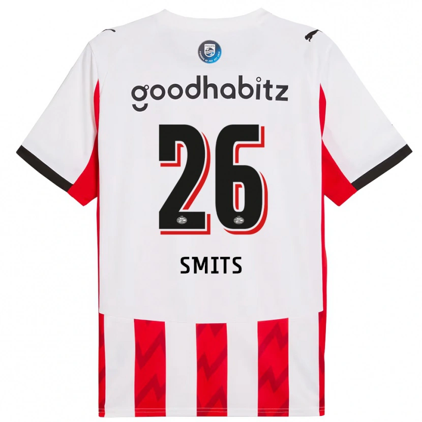 Danxen Femme Maillot Eef Smits #26 Rouge Blanc Tenues Domicile 2025/26 T-Shirt