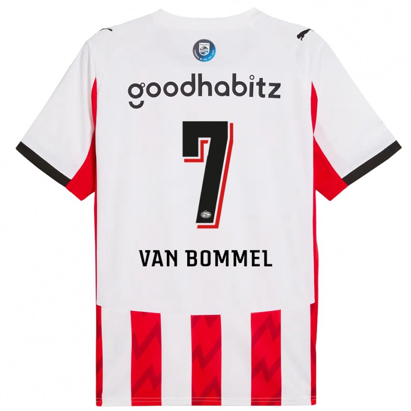 Danxen Femme Maillot Ruben Van Bommel #7 Rouge Blanc Tenues Domicile 2025/26 T-Shirt