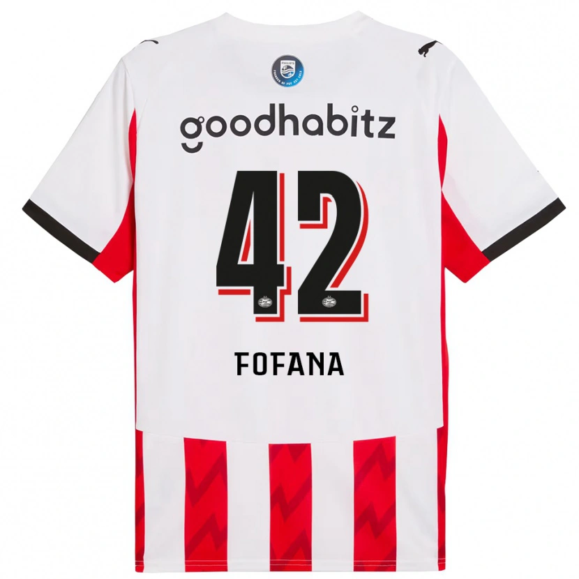 Danxen Femme Maillot Fode Fofana #42 Rouge Blanc Tenues Domicile 2025/26 T-Shirt