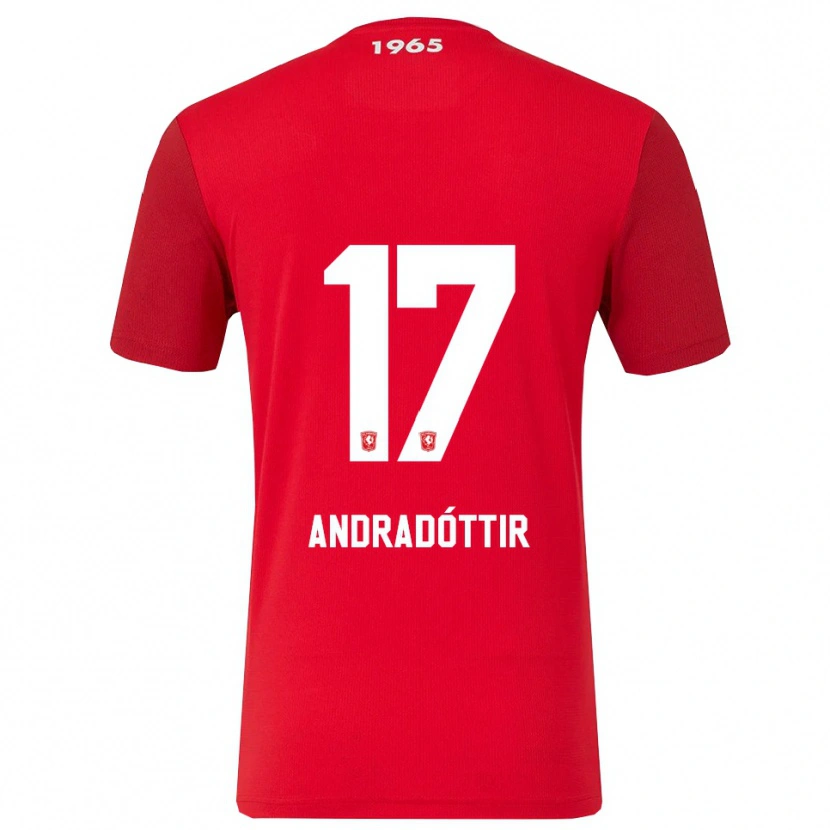 Danxen Femme Maillot Amanda Andradóttir #17 Rouge Blanc Tenues Domicile 2025/26 T-Shirt
