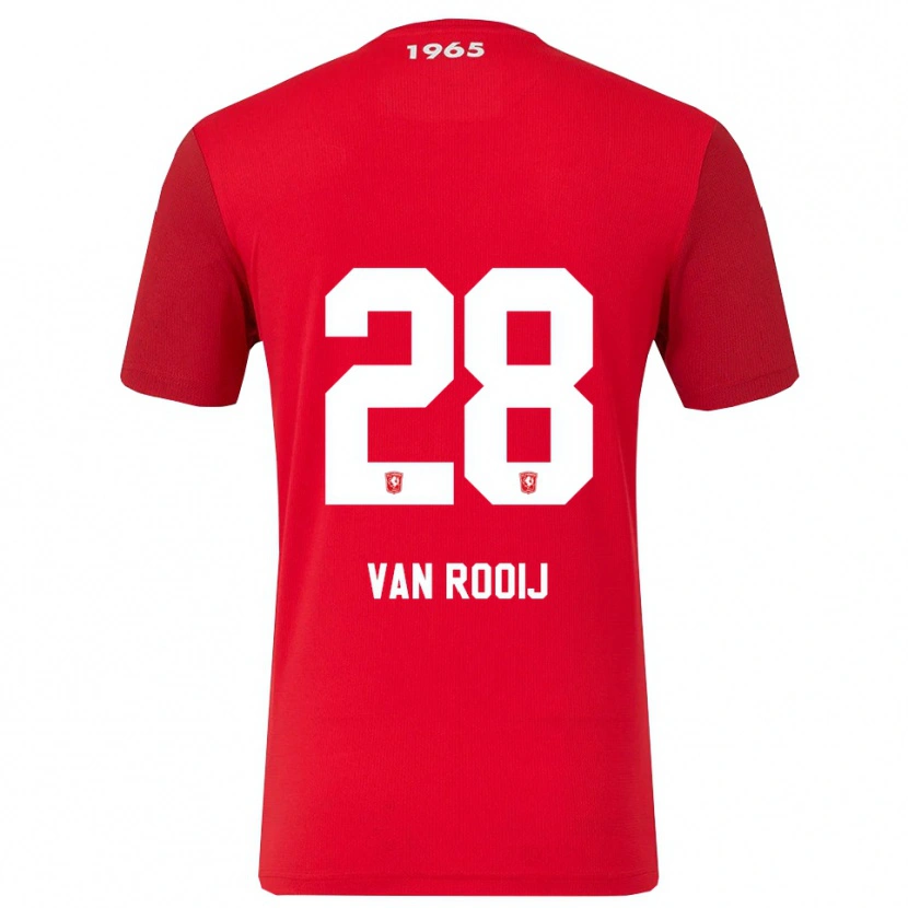 Danxen Femme Maillot Bart Van Rooij #28 Rouge Blanc Tenues Domicile 2025/26 T-Shirt