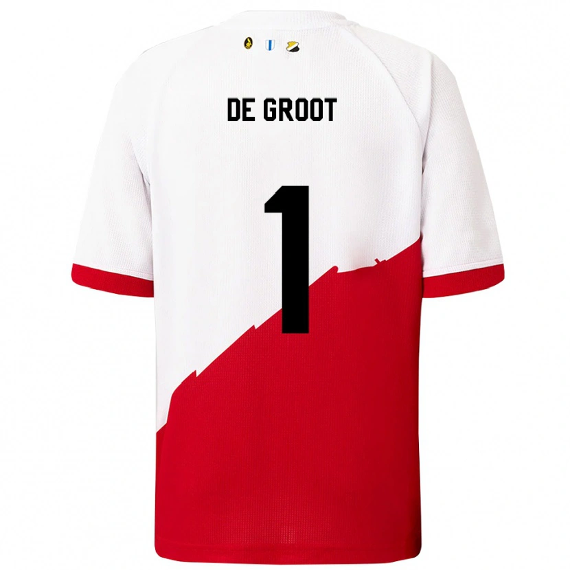 Danxen Femme Maillot Jasmijn De Groot #1 Blanc Rouge Tenues Domicile 2025/26 T-Shirt