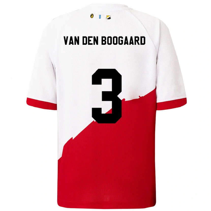 Danxen Femme Maillot Brian Van Den Boogaard #3 Blanc Rouge Tenues Domicile 2025/26 T-Shirt