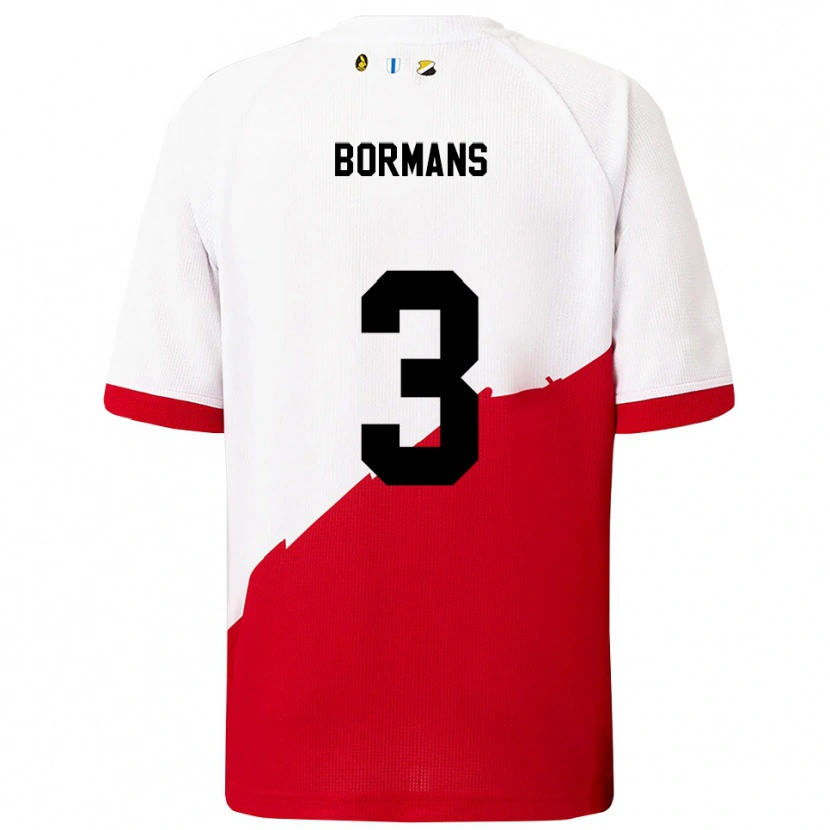 Danxen Femme Maillot Merel Bormans #3 Blanc Rouge Tenues Domicile 2025/26 T-Shirt