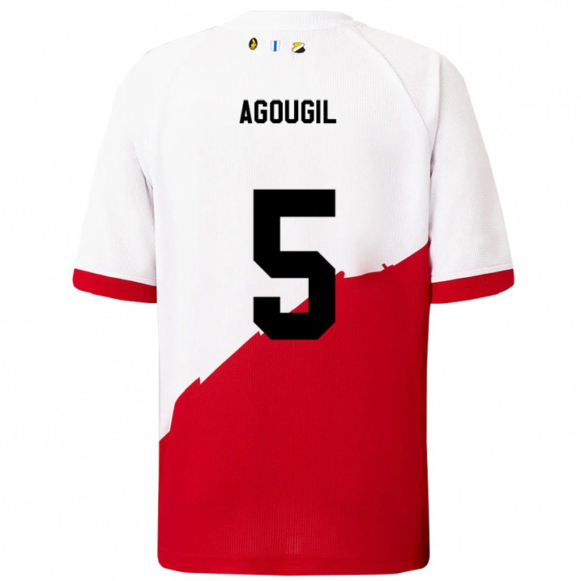 Danxen Femme Maillot Oualid Agougil #5 Blanc Rouge Tenues Domicile 2025/26 T-Shirt