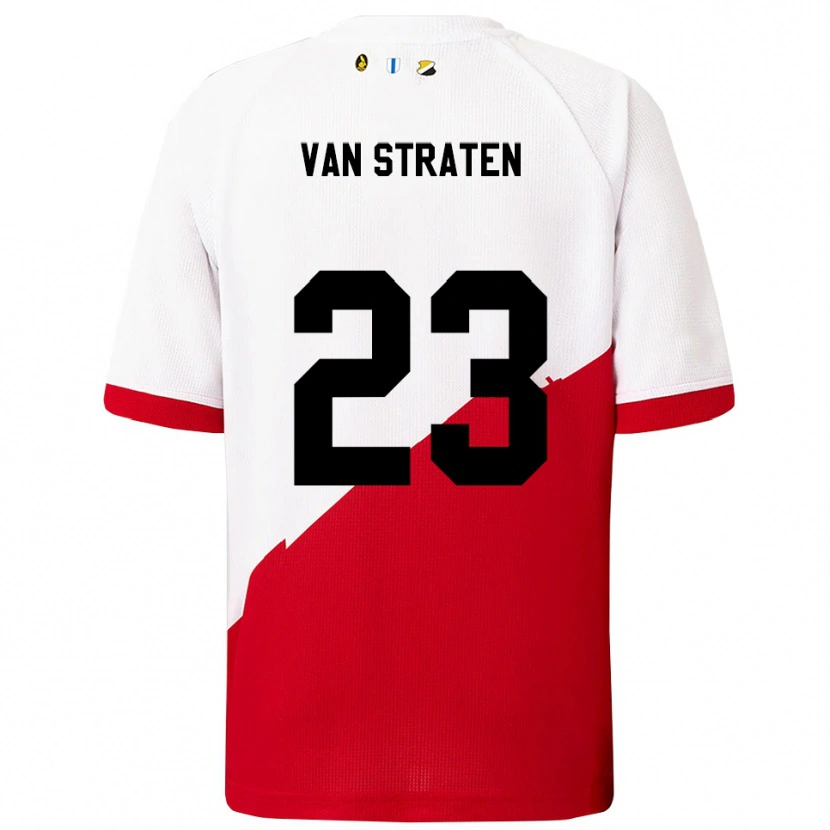 Danxen Femme Maillot Dieke Van Straten #23 Blanc Rouge Tenues Domicile 2025/26 T-Shirt