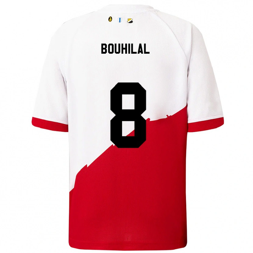 Danxen Femme Maillot Mohammed Bouhilal #8 Blanc Rouge Tenues Domicile 2025/26 T-Shirt