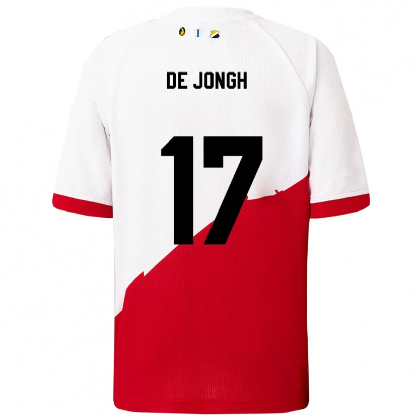 Danxen Femme Maillot Bryan De Jongh #17 Blanc Rouge Tenues Domicile 2025/26 T-Shirt