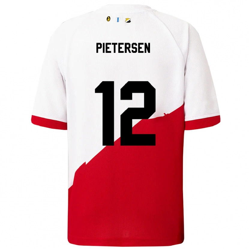 Danxen Femme Maillot Stan Pietersen #12 Blanc Rouge Tenues Domicile 2025/26 T-Shirt