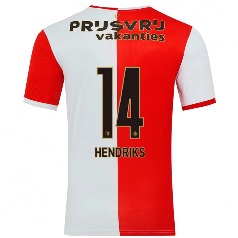 Danxen Femme Maillot Kim Hendriks #14 Rouge Blanc Tenues Domicile 2025/26 T-Shirt