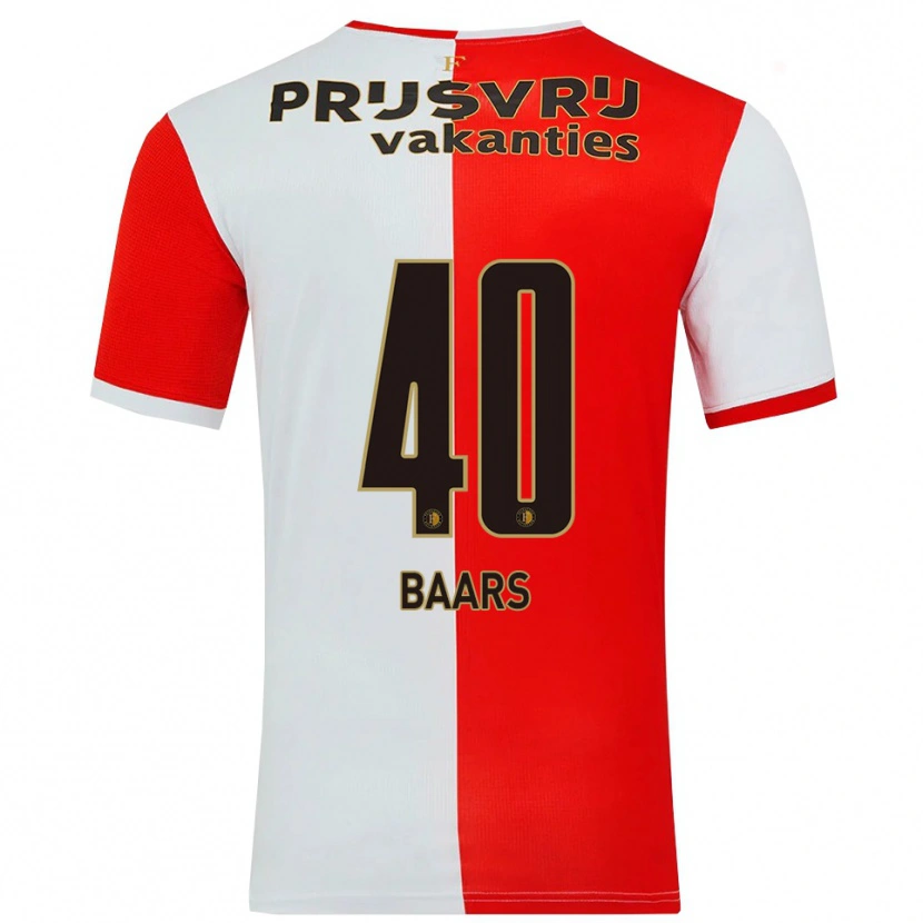 Danxen Femme Maillot Guus Baars #40 Rouge Blanc Tenues Domicile 2025/26 T-Shirt