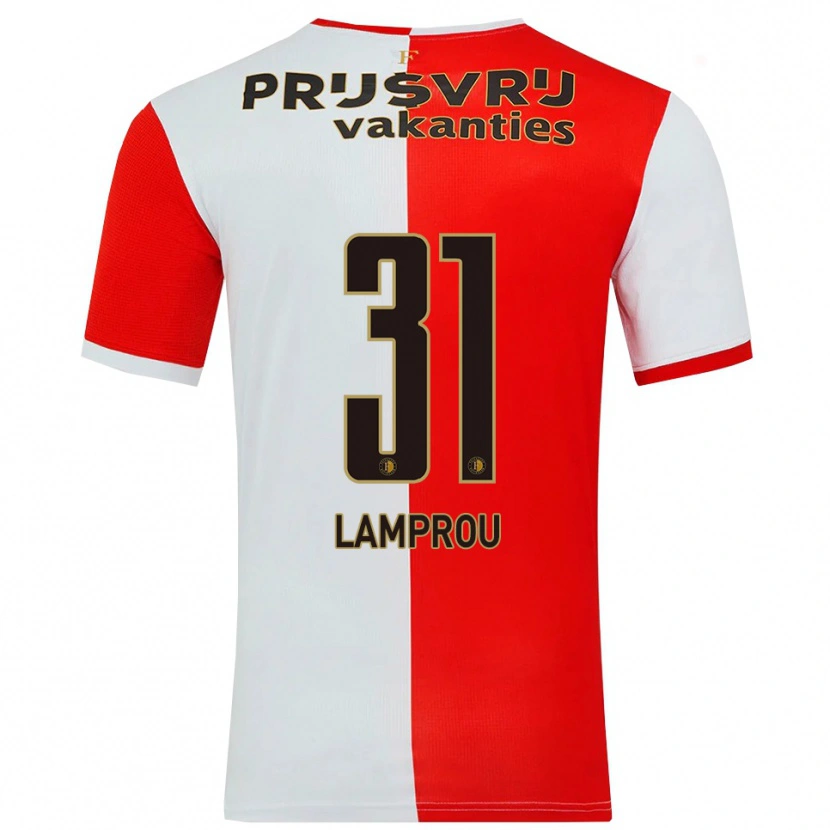 Danxen Femme Maillot Kostas Lamprou #31 Rouge Blanc Tenues Domicile 2025/26 T-Shirt