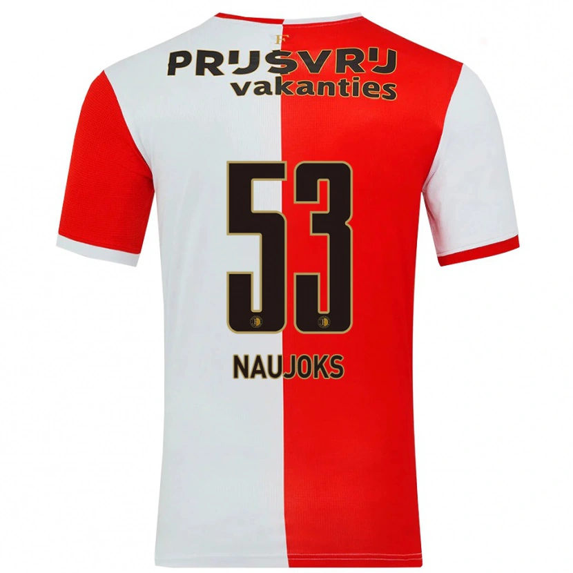 Danxen Femme Maillot Noah Naujoks #53 Rouge Blanc Tenues Domicile 2025/26 T-Shirt