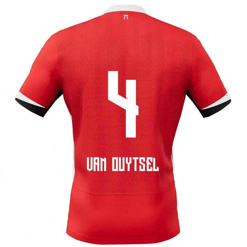 Danxen Femme Maillot Kevin Van Ouytsel #4 Rouge Blanc Tenues Domicile 2025/26 T-Shirt