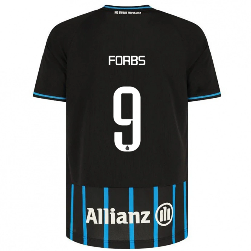 Danxen Femme Maillot Carlos Forbs #9 Noir Bleu Tenues Domicile 2025/26 T-Shirt