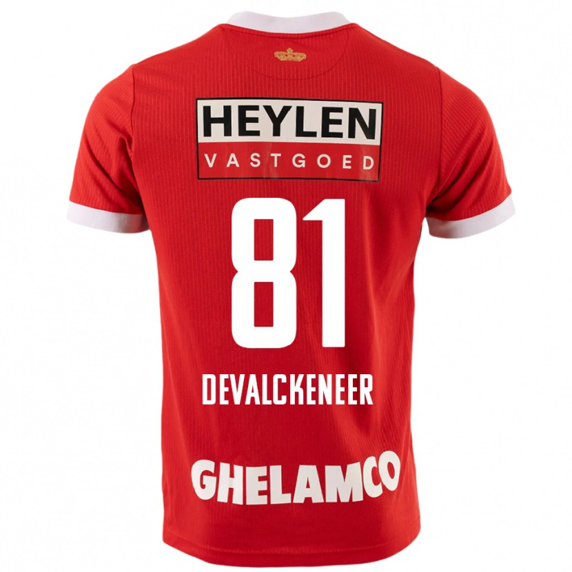 Danxen Femme Maillot Niels Devalckeneer #81 Rouge Blanc Tenues Domicile 2025/26 T-Shirt