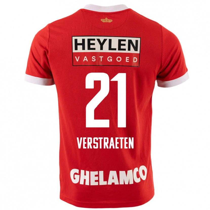 Danxen Femme Maillot Andreas Verstraeten #21 Rouge Blanc Tenues Domicile 2025/26 T-Shirt