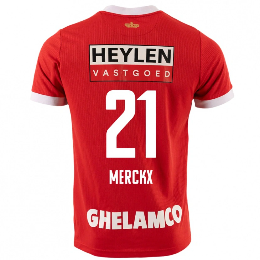 Danxen Femme Maillot Matti Merckx #21 Rouge Blanc Tenues Domicile 2025/26 T-Shirt