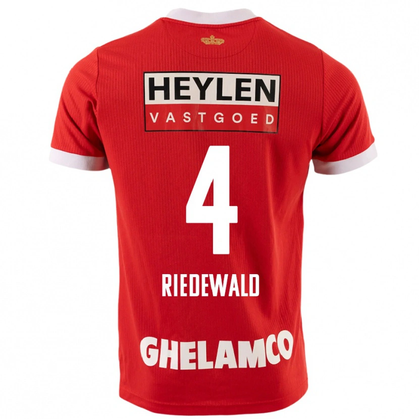 Danxen Femme Maillot Jairo Riedewald #4 Rouge Blanc Tenues Domicile 2025/26 T-Shirt