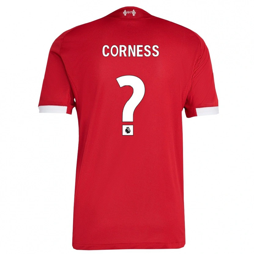Danxen Femme Maillot Dominic Corness #0 Rouge Blanc Tenues Domicile 2025/26 T-Shirt