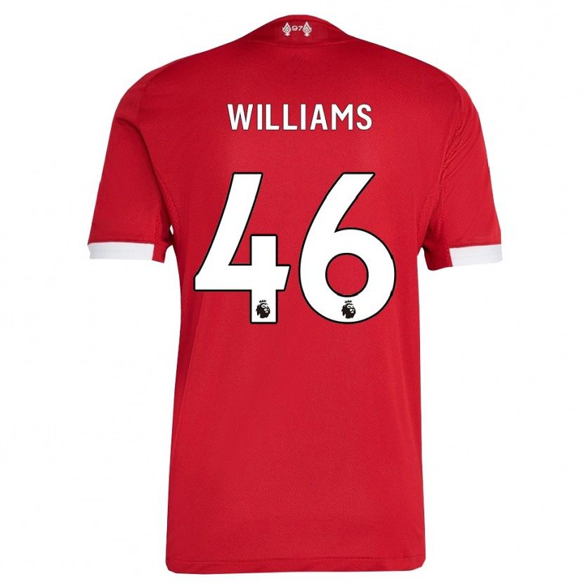 Danxen Femme Maillot Rhys Williams #46 Rouge Blanc Tenues Domicile 2025/26 T-Shirt