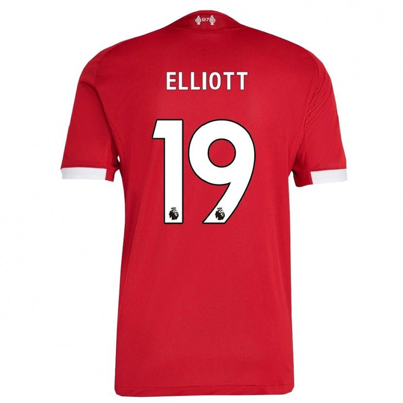 Danxen Femme Maillot Harvey Elliott #19 Rouge Blanc Tenues Domicile 2025/26 T-Shirt