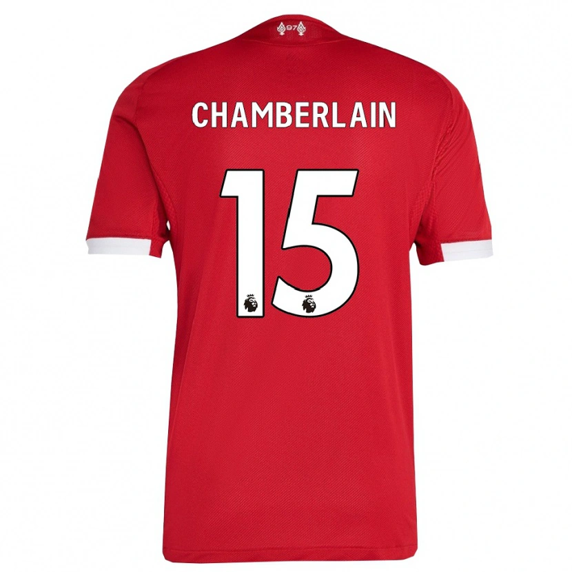 Danxen Femme Maillot Alex Oxlade Chamberlain #15 Rouge Blanc Tenues Domicile 2025/26 T-Shirt