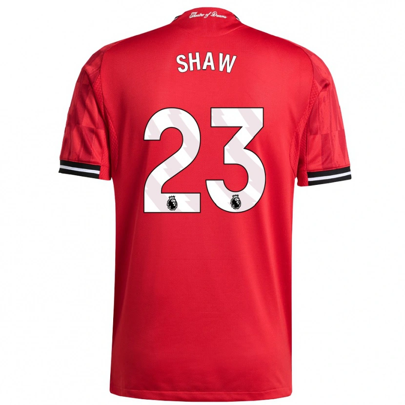 Danxen Femme Maillot Luke Shaw #23 Rouge Noir Blanc Tenues Domicile 2025/26 T-Shirt