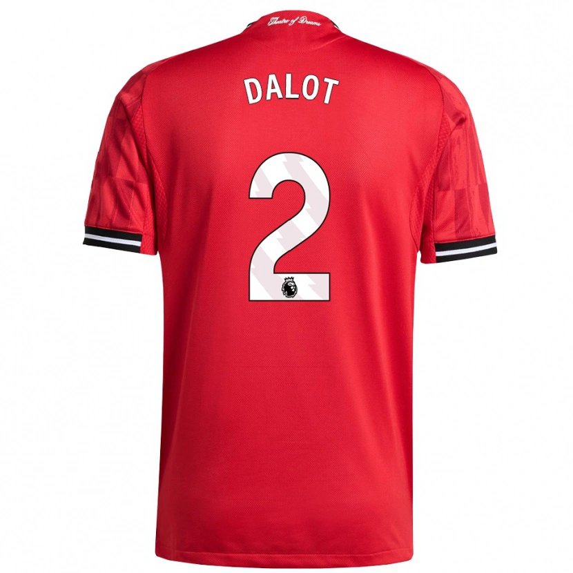 Danxen Femme Maillot Diogo Dalot #2 Rouge Noir Blanc Tenues Domicile 2025/26 T-Shirt
