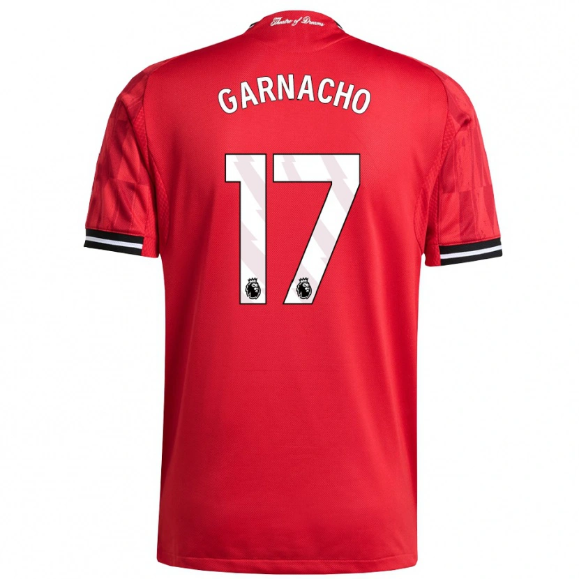 Danxen Femme Maillot Alejandro Garnacho #17 Rouge Noir Blanc Tenues Domicile 2025/26 T-Shirt