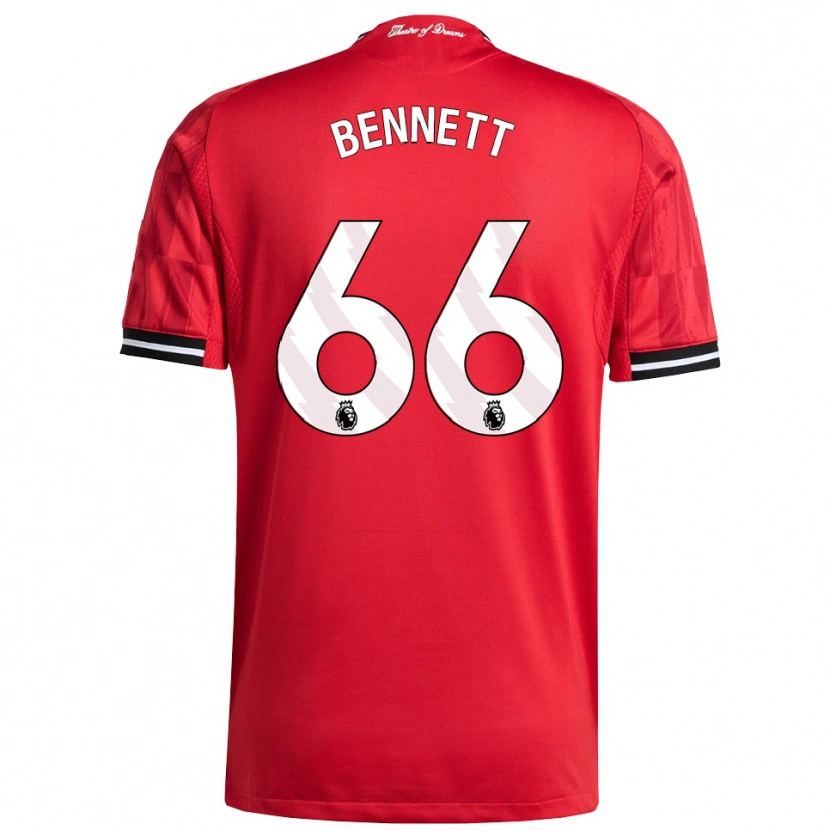 Danxen Femme Maillot Rhys Bennett #66 Rouge Noir Blanc Tenues Domicile 2025/26 T-Shirt