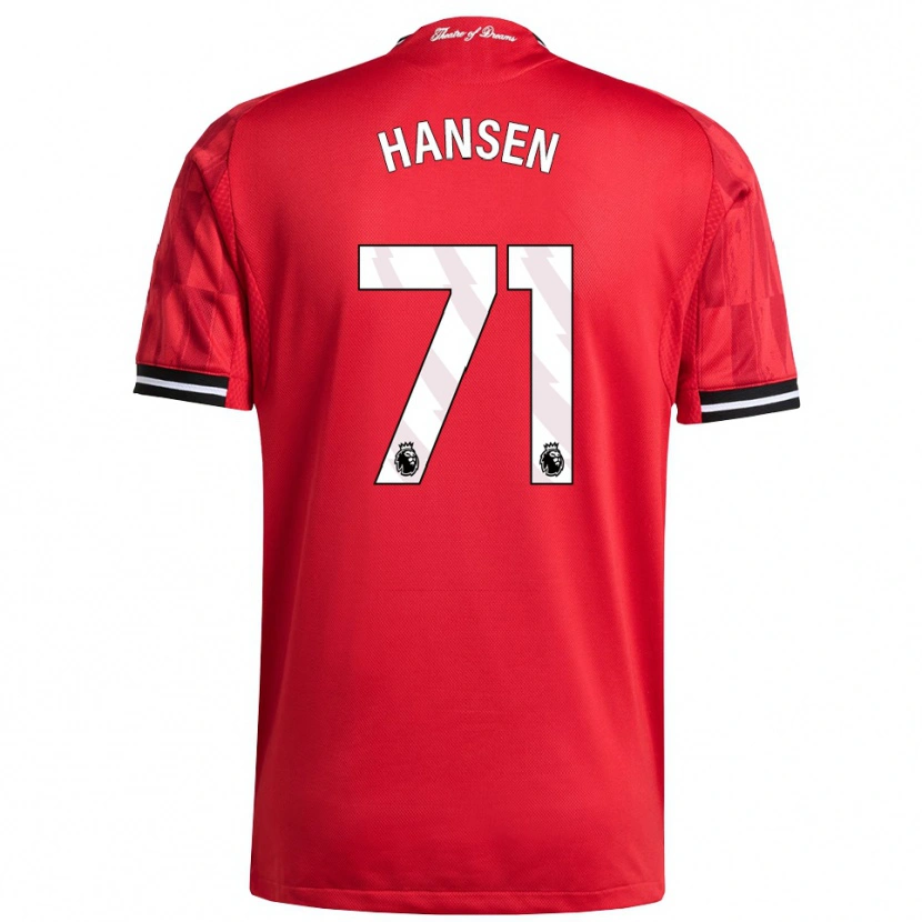 Danxen Femme Maillot Isak Hansen-Aaroen #71 Rouge Noir Blanc Tenues Domicile 2025/26 T-Shirt