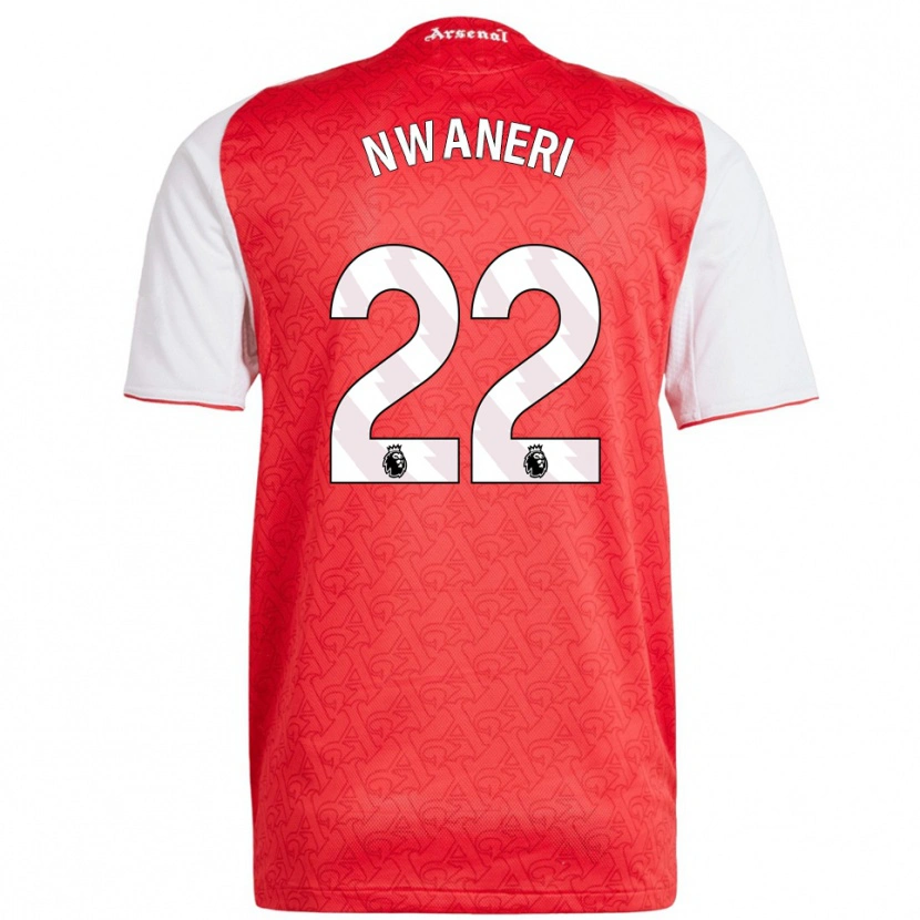 Danxen Femme Maillot Ethan Nwaneri #22 Rouge Blanc Tenues Domicile 2025/26 T-Shirt