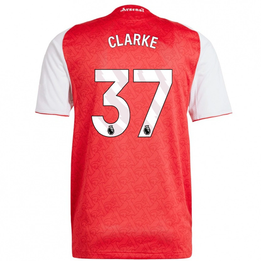 Danxen Femme Maillot Brayden Clarke #37 Rouge Blanc Tenues Domicile 2025/26 T-Shirt