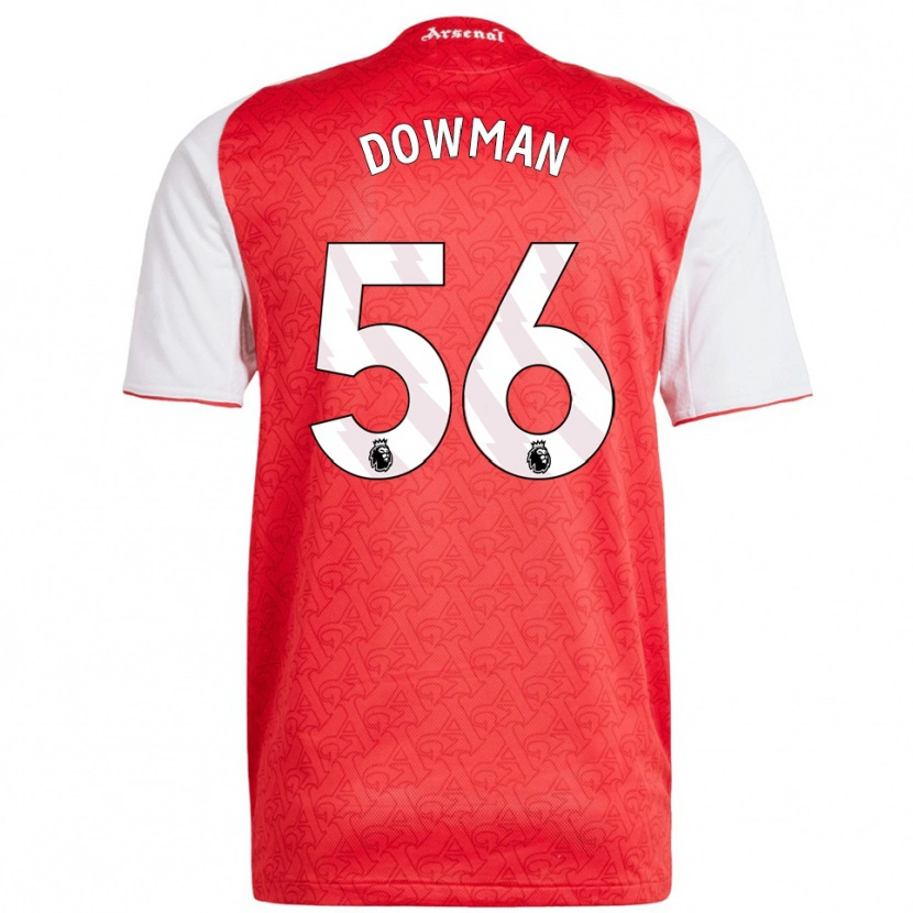 Danxen Femme Maillot Max Dowman #56 Rouge Blanc Tenues Domicile 2025/26 T-Shirt