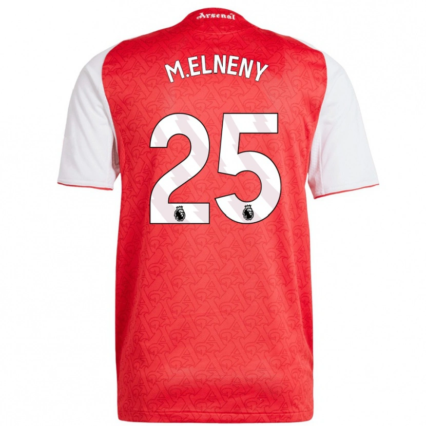 Danxen Femme Maillot Mohamed Elneny #25 Rouge Blanc Tenues Domicile 2025/26 T-Shirt