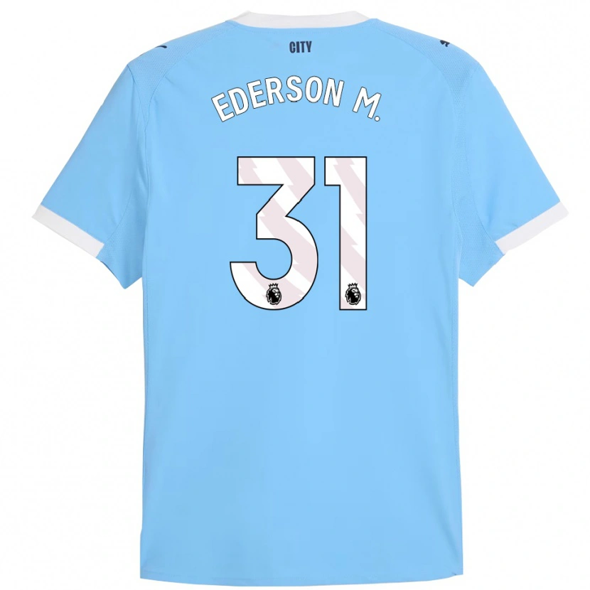 Danxen Femme Maillot Ederson #31 Bleu Ciel Blanc Tenues Domicile 2025/26 T-Shirt