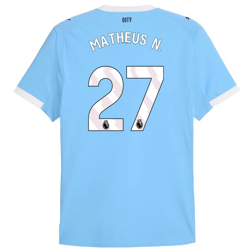 Danxen Femme Maillot Matheus Nunes #27 Bleu Ciel Blanc Tenues Domicile 2025/26 T-Shirt