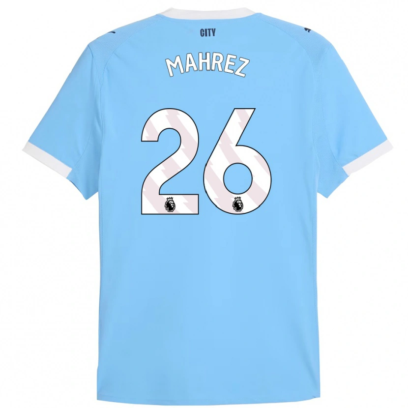 Danxen Femme Maillot Riyad Mahrez #26 Bleu Ciel Blanc Tenues Domicile 2025/26 T-Shirt